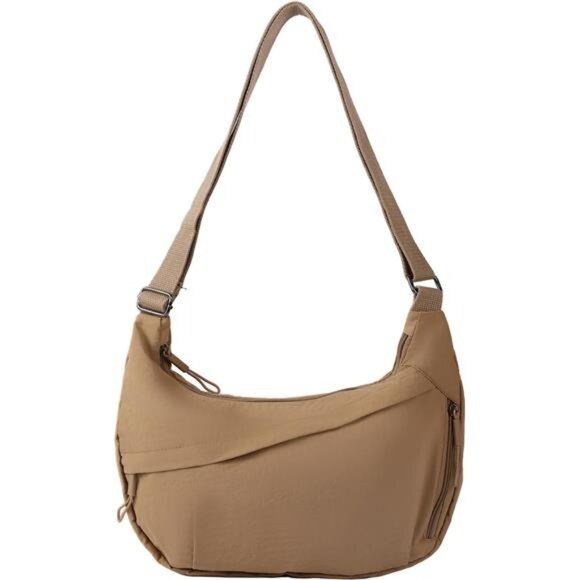 Handbags - Crescent Bags Nylon Hobo Bags Brown